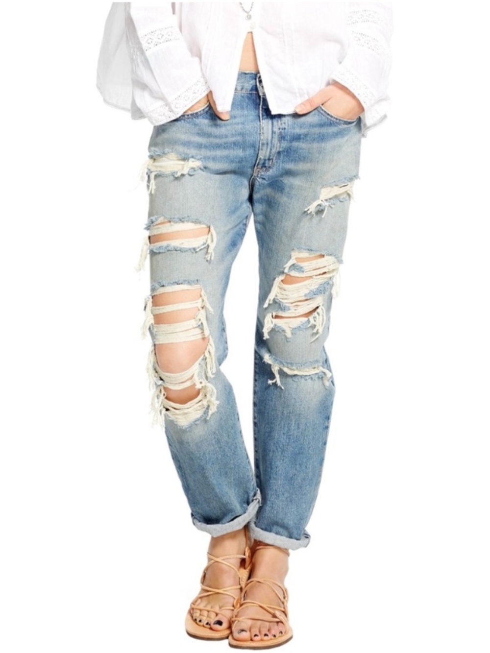 Denim & Supply Ralph Lauren Blue Denim Delmhorst 5 Pocket Boyfriend Jeans Sz 28